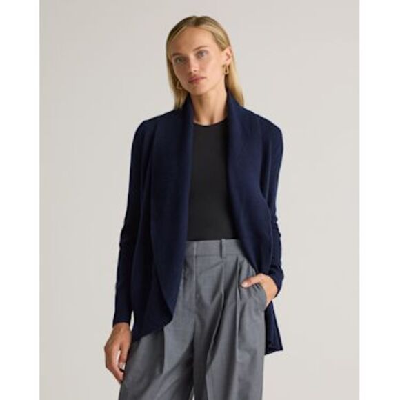 Quince Mongolian Cashmere Open Cardigan Sweater TRUE Navy Outerwear S - Picture 1 of 3